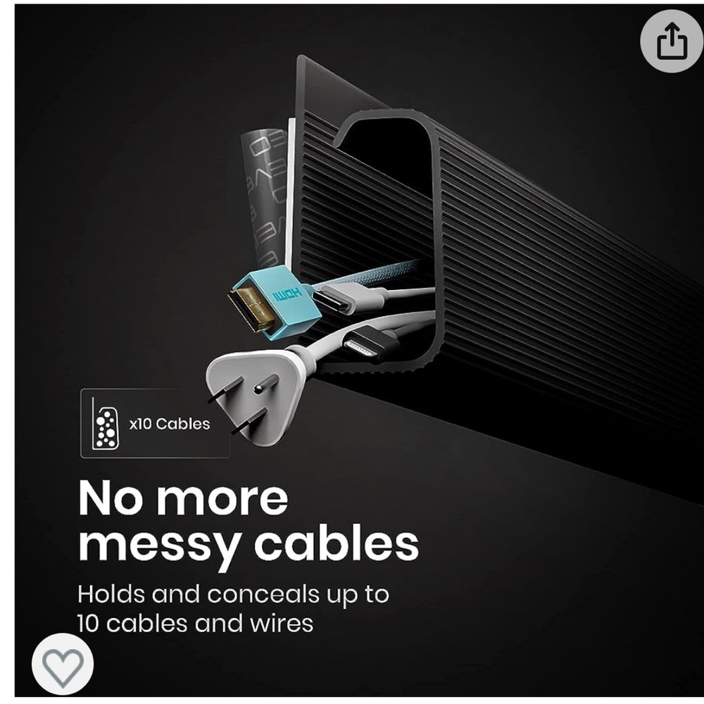 EVEO Cable Management Under Desk Kit (96'' J Channel 6X16in) BLACK